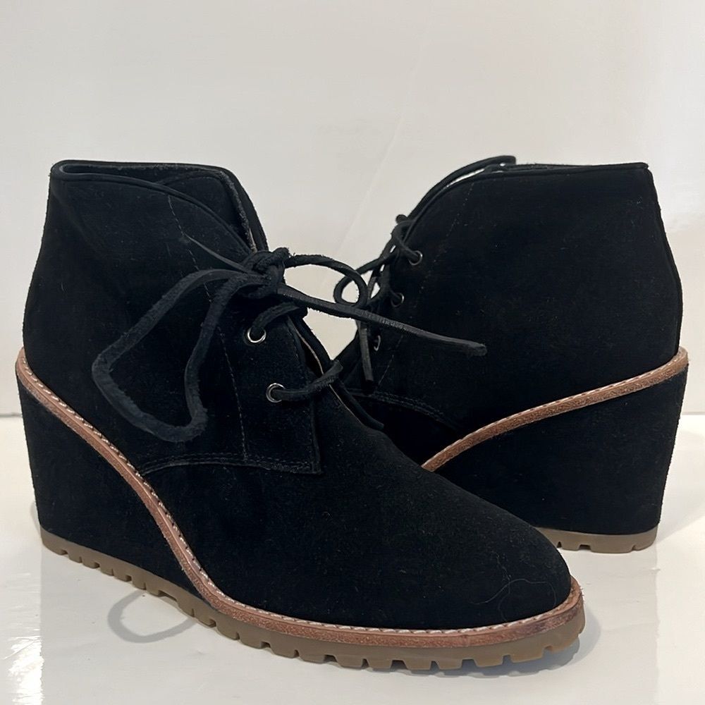 Coach Karson‎ Black Suede Wedge Bootie Size 6